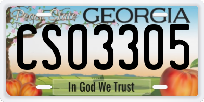 GA license plate CSO3305