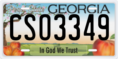 GA license plate CSO3349