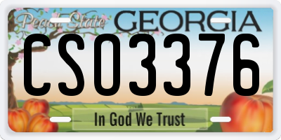 GA license plate CSO3376