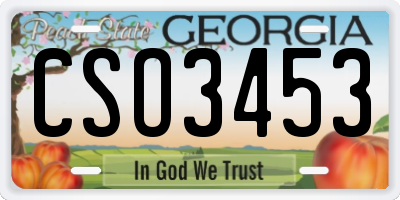 GA license plate CSO3453