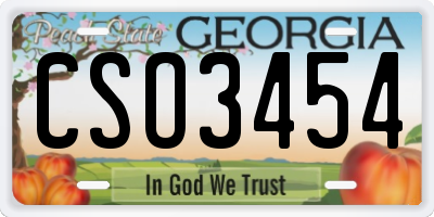 GA license plate CSO3454