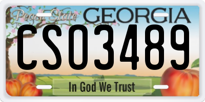 GA license plate CSO3489
