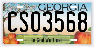 GA license plate CSO3568