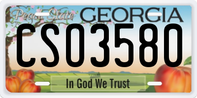 GA license plate CSO3580