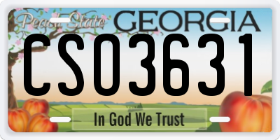 GA license plate CSO3631