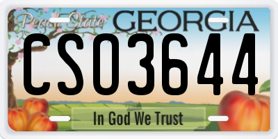 GA license plate CSO3644