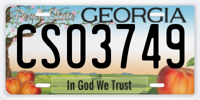 GA license plate CSO3749