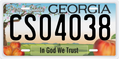 GA license plate CSO4038