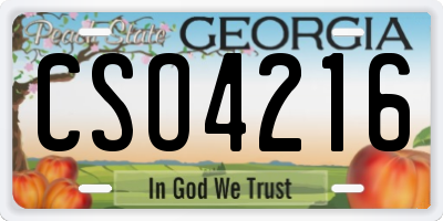 GA license plate CSO4216
