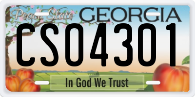 GA license plate CSO4301