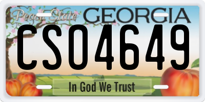 GA license plate CSO4649