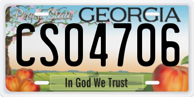 GA license plate CSO4706