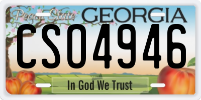 GA license plate CSO4946