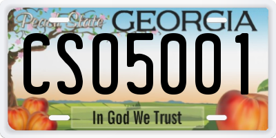 GA license plate CSO5001