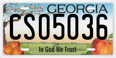 GA license plate CSO5036