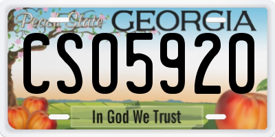 GA license plate CSO5920