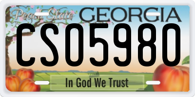 GA license plate CSO5980