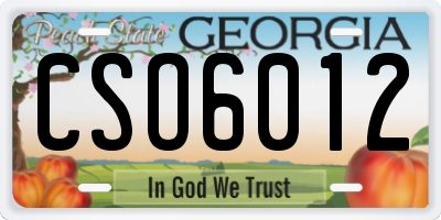 GA license plate CSO6012