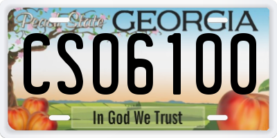 GA license plate CSO6100