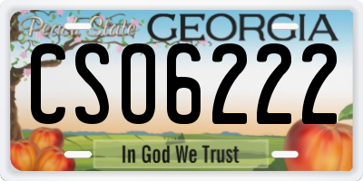 GA license plate CSO6222