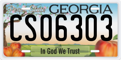 GA license plate CSO6303