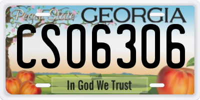 GA license plate CSO6306