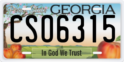 GA license plate CSO6315