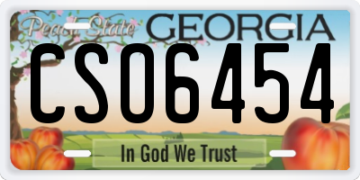 GA license plate CSO6454