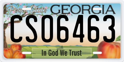 GA license plate CSO6463