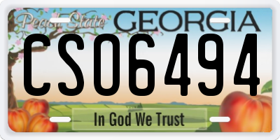 GA license plate CSO6494