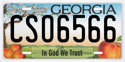 GA license plate CSO6566
