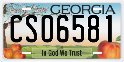 GA license plate CSO6581