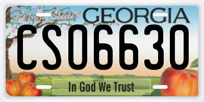 GA license plate CSO6630