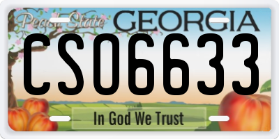 GA license plate CSO6633