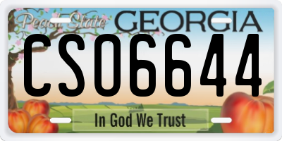 GA license plate CSO6644