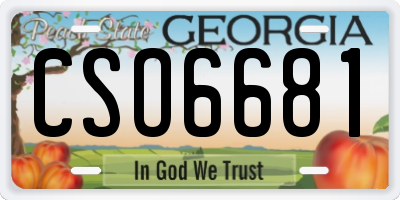 GA license plate CSO6681