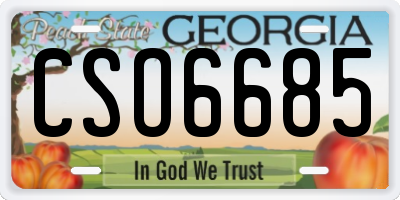 GA license plate CSO6685