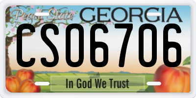 GA license plate CSO6706
