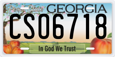 GA license plate CSO6718