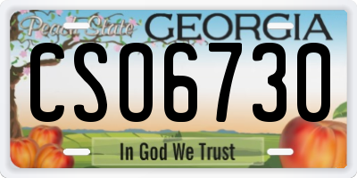 GA license plate CSO6730