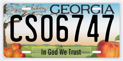 GA license plate CSO6747