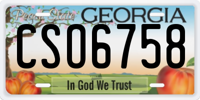 GA license plate CSO6758