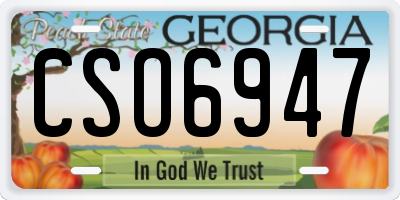 GA license plate CSO6947