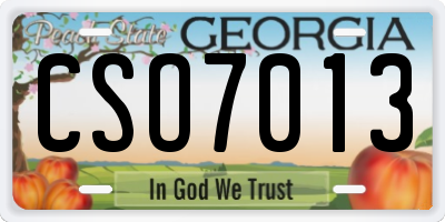 GA license plate CSO7013