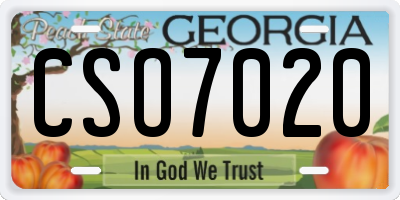 GA license plate CSO7020