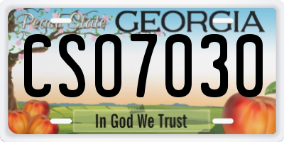 GA license plate CSO7030
