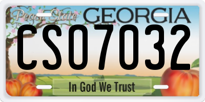 GA license plate CSO7032