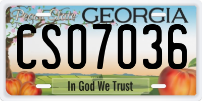 GA license plate CSO7036