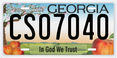 GA license plate CSO7040