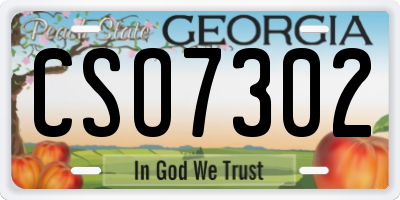 GA license plate CSO7302
